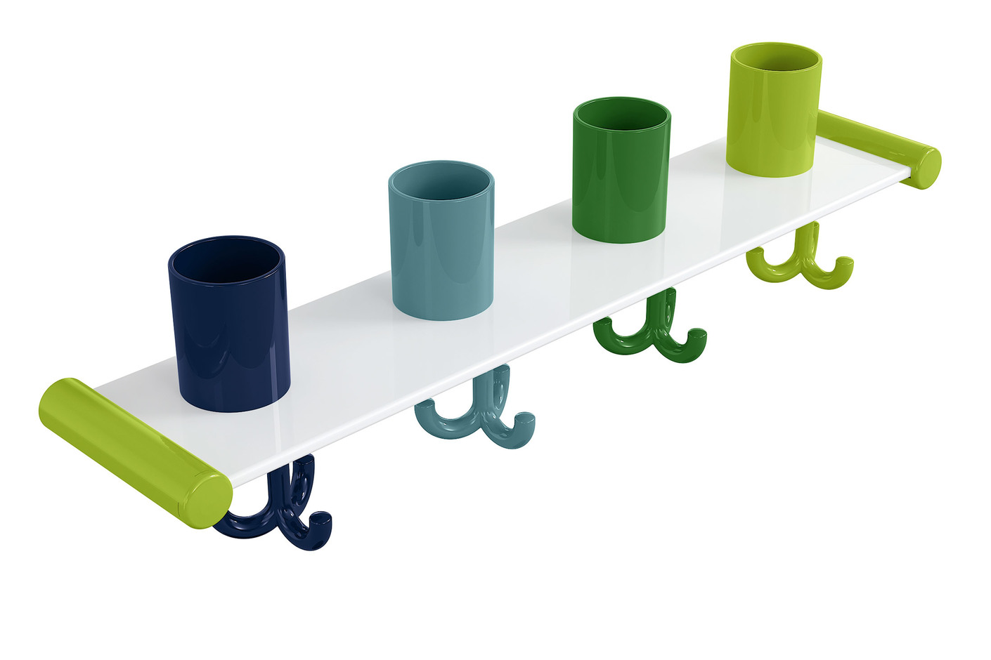 Tumbler rack with hooks, 4 places