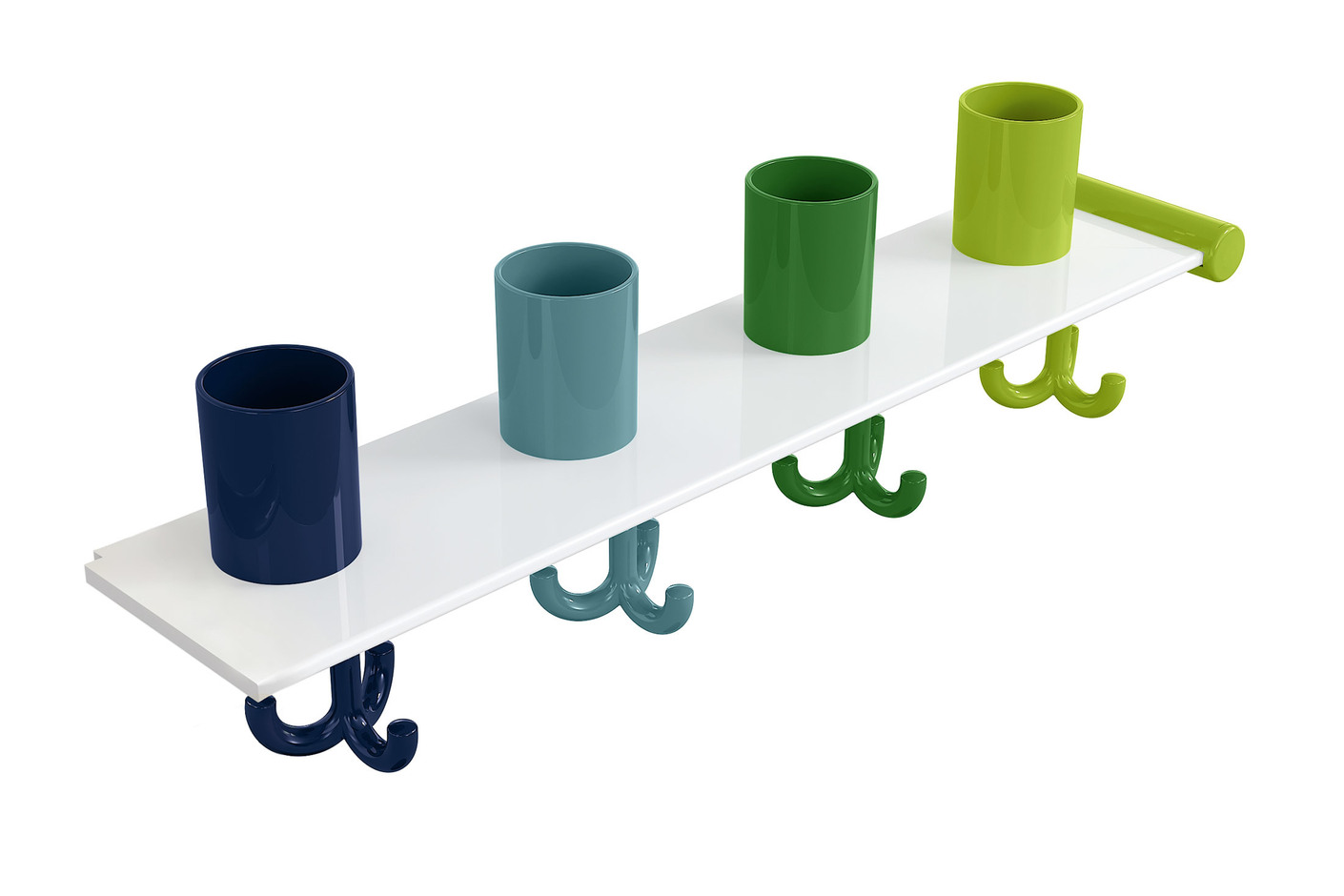 Extension set tumbler rack with hooks, 4 places