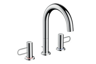 AXOR Uno 3-Loch Waschtischarmatur 200, Bügelgriff, mit Zugstangen-Ablaufgarnitur  von  AXOR