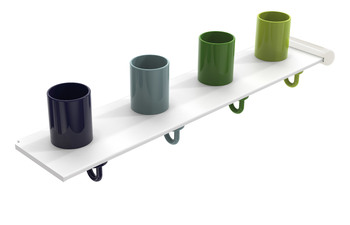 Erweiterungsset Zahnputzbecherleiste mit Haken, 4 Plätze