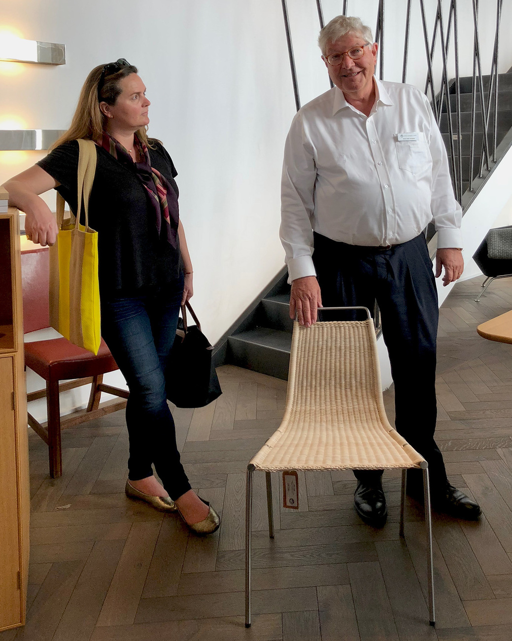 Knud Erik Hansen leads through the showroom of Carl Hansen & Søn